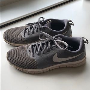 Grey & white Nike running shoes